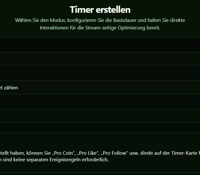 Start Signal im Testprofil konfigurieren - Timerdauer, Startsignal und Ablaufregeln