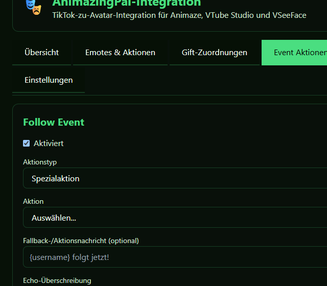 Placeholder Provider im Testprofil konfigurieren - Avatar- und Ereigniszuordnung