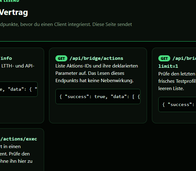 Aktionsliste nur lesend pruefen - lokale Aktionen, Ereignisse und die API-Bridge