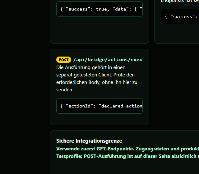 Ereignisprotokoll nur lesend pruefen - lokale Aktionen, Ereignisse und die API-Bridge