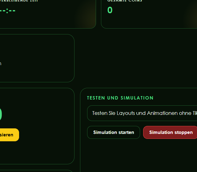 Coinbattle Card im Testprofil konfigurieren - Münzwerte, Kampfmodus und Match-Start