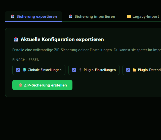 Export Scope im Testprofil konfigurieren - Backup-Datei, Export und Wiederherstellungsprüfung