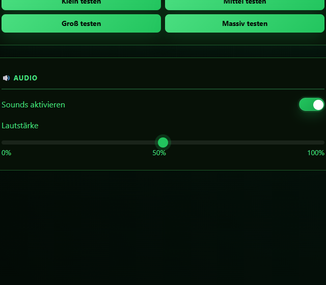 Audio Limit im Testprofil konfigurieren - Effektprofil, Auslöser und Audio-Lautstärke