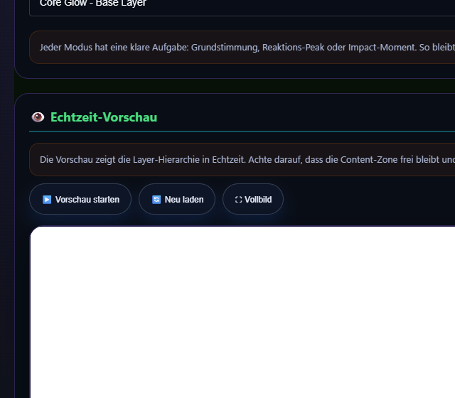 Frame Preview lokal testen - Rahmenstil, Intensität und Farbvorgabe
