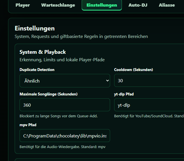 Lokale Dublettenregel des Music Bot