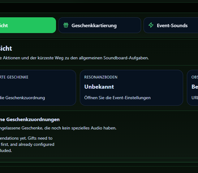 Soundboard Card im Testprofil konfigurieren - Sound-Slot, Lautstärke und Ereigniszuordnung