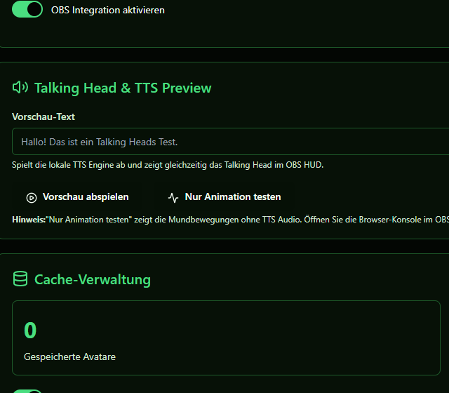 Lokalen Animations-Test in Talking Heads finden