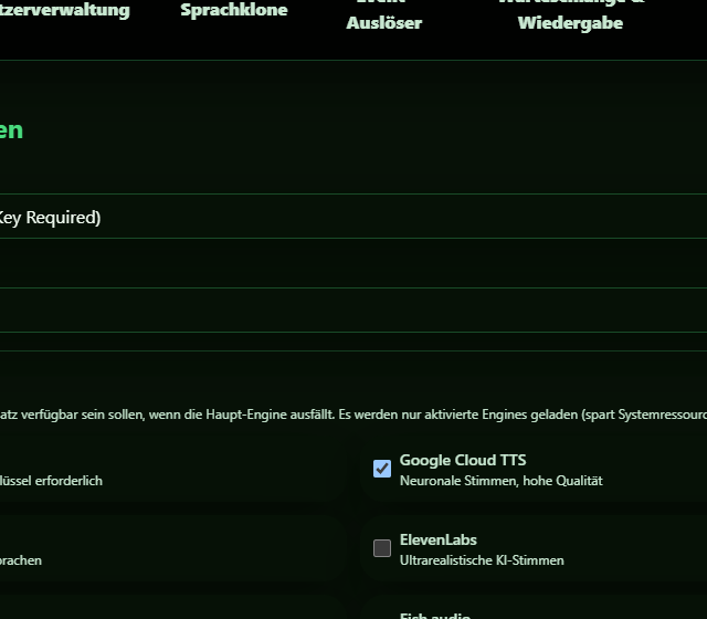 Voice Select im Testprofil konfigurieren - Stimme, Warteschlange und Moderationsfilter