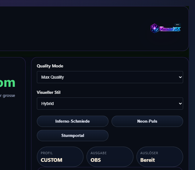 Quality Profile im Testprofil konfigurieren - WebGPU-Rahmen, Premium-Stile und Qualitätsprofil
