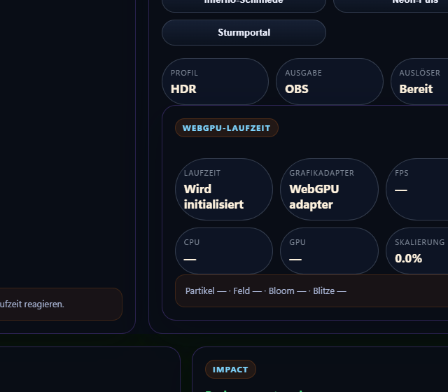 Webgpu Frame Card im Testprofil konfigurieren - WebGPU-Rahmen, Premium-Stile und Qualitätsprofil