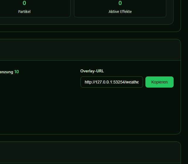 Weather-Control-Overlay-URL für OBS übernehmen