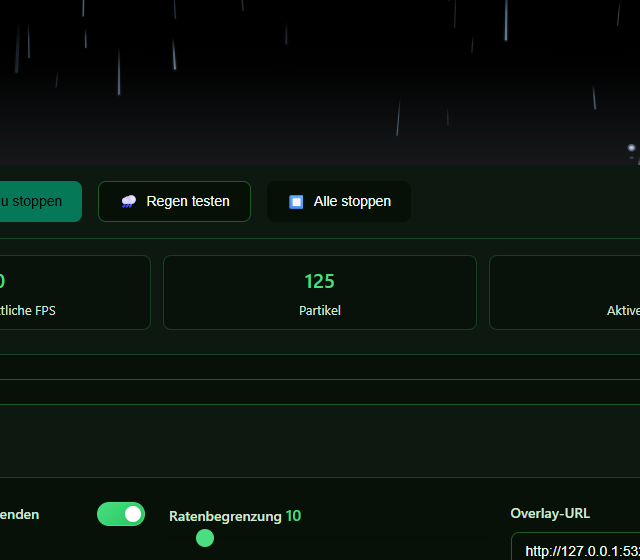 Weather Pulse lokal testen - Wettereffect, Intensität und Lebenszyklus