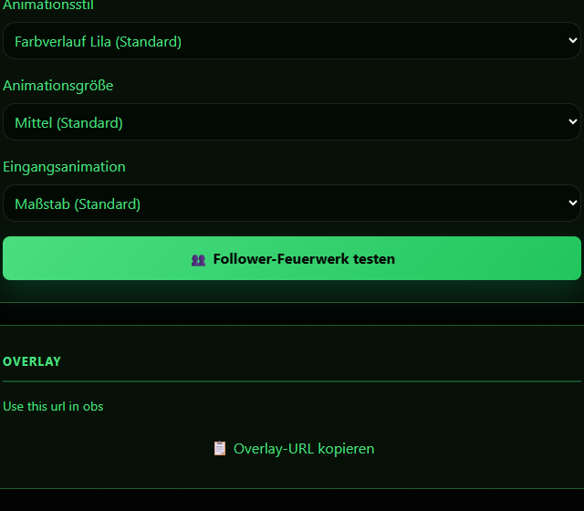 WebGPU-Fireworks-Overlay-URL für OBS kopieren