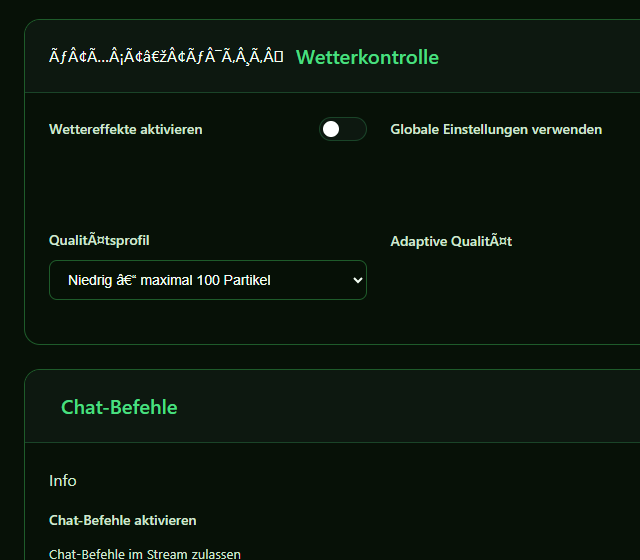 Adaptive Qualität auf Auto belassen