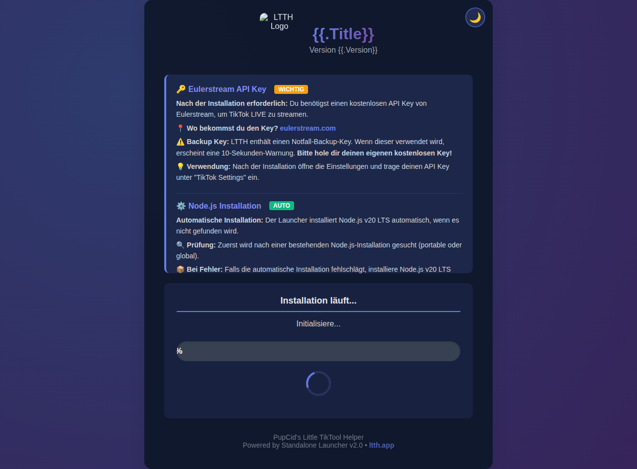 Windows Launcher Informationspanel